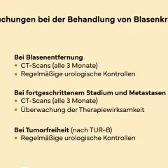Kontrolluntersuchungen bei Blasenkrebs: CT-Scans und urologische Kontrollen sind Teil der neuen Behandlungsmethoden.