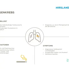 Grafik erklärt Lungenkrebs: Risikofaktoren wie Rauchen, Symptome wie Husten und die Diagnose eines Lungen tumor.