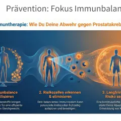 Illustration zeigt, wie Mikroimmuntherapie die Abwehr stärkt, um Prostatakrebs mit 70 Jahren vorzubeugen.